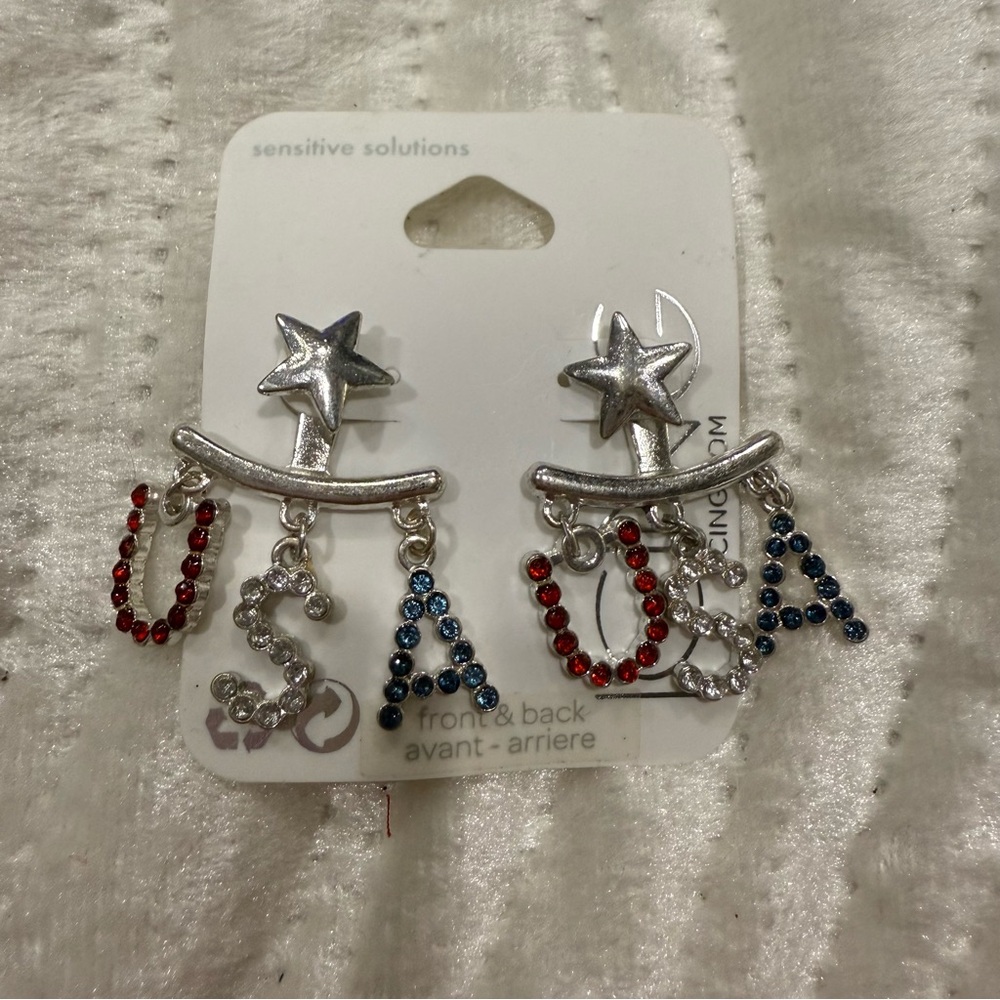10 for $10 Silver Star USA Kids Earrings